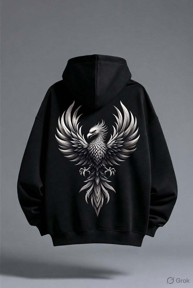 Oversized Black Hoodie - Dark Lion Edition